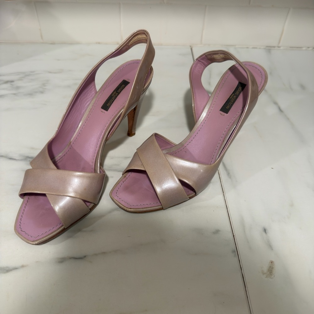 Louis Vuitton Santa Barbara Sling Back Heels Lilac